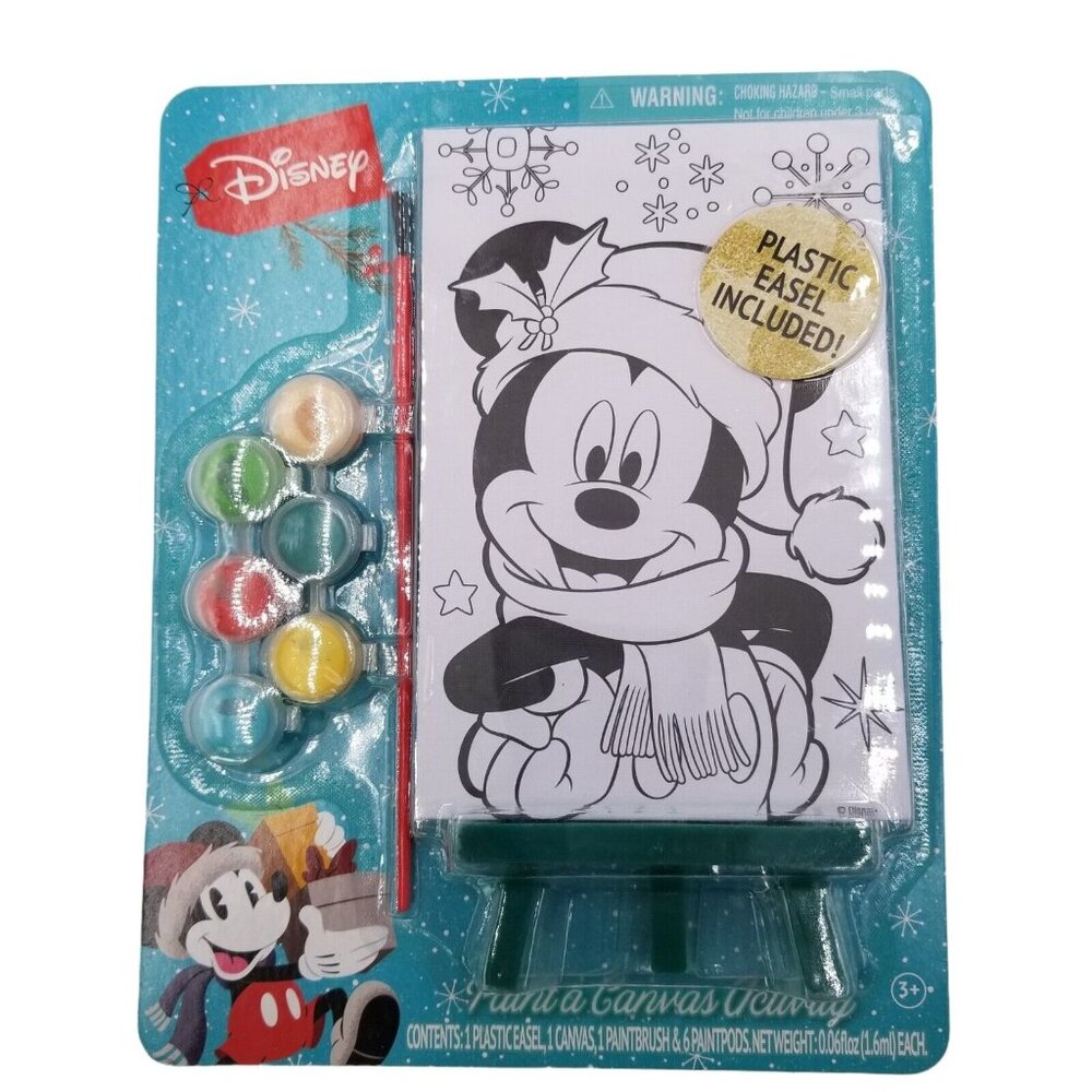 Disney Mickey Mouse Paint a Canvas Activity Include Plastic Easel & 6 Paint Pods